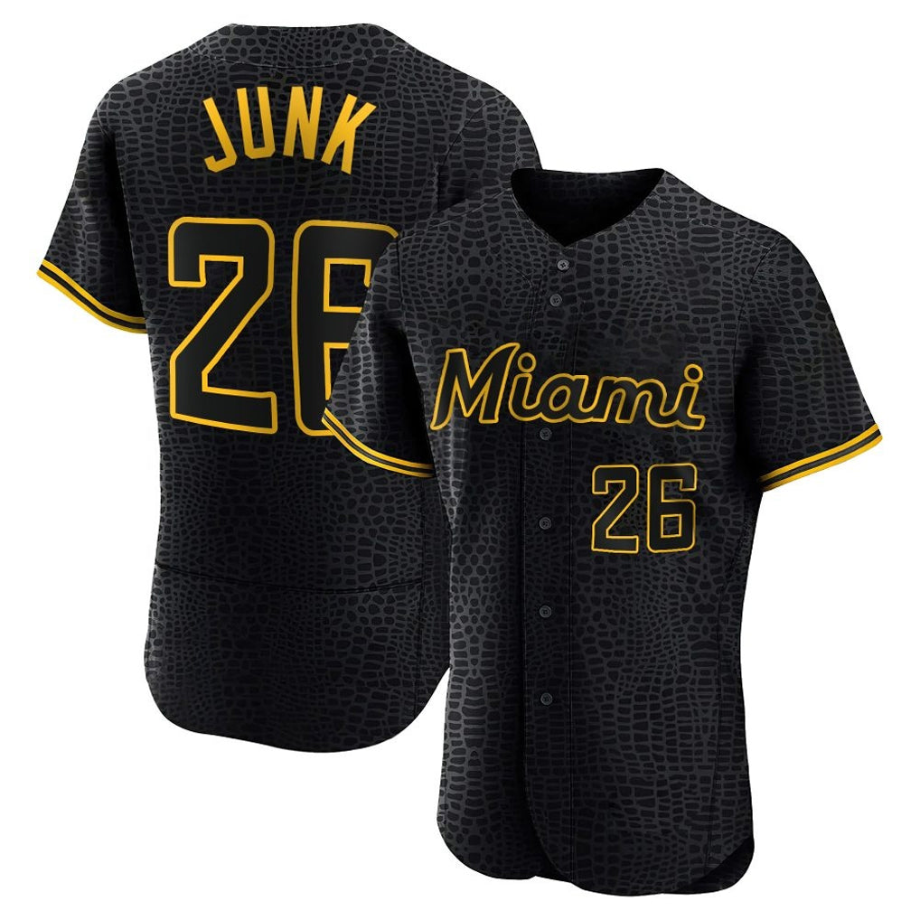 M.Marlins #26 Janson Junk Player Black Snake Skin City Home Limited Elite Hdoa Stitched Jerseys