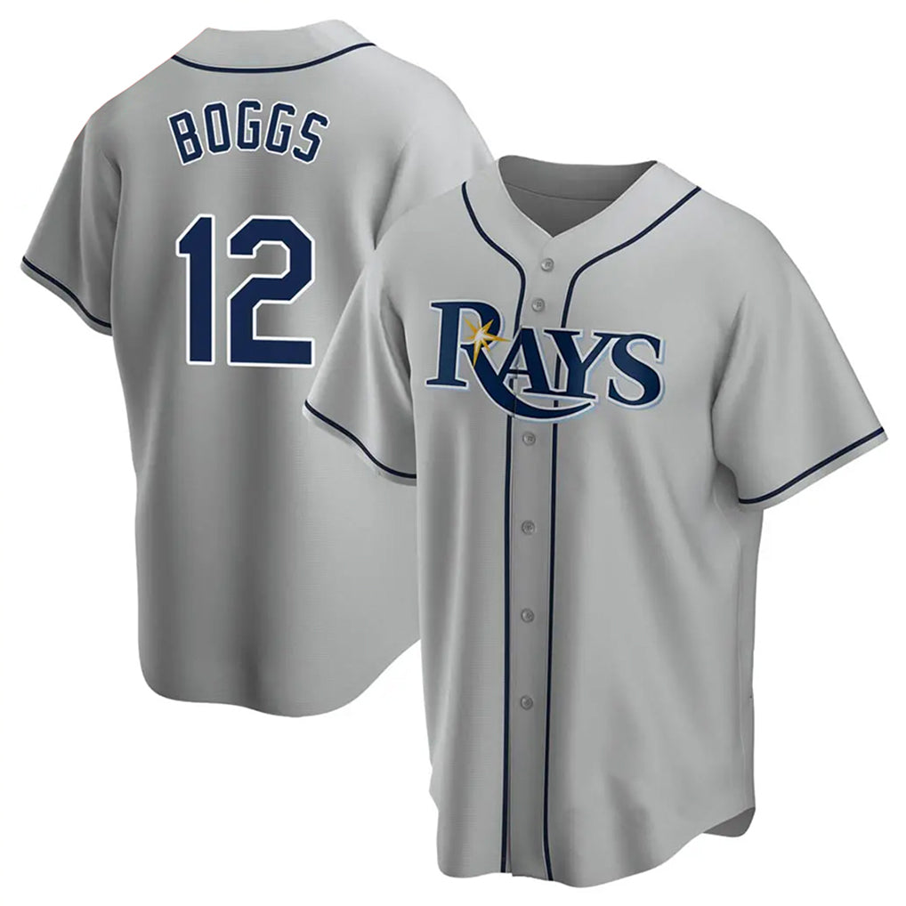 T.Bay Rays #12 Wade Boggs Player Gray Home Game Hdoa Stitched Jerseys