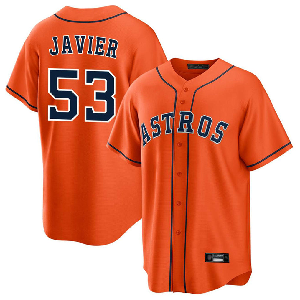 H.Astros #53 Cristian Javier Player Orange Home Game Hdoa Stitched Jerseys