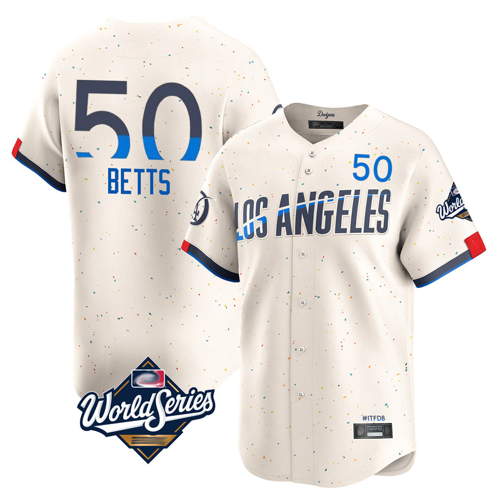 LA.Dodgers #50 Mookie Betts Player Cream World Series City Connect Limited Home Hdoa Stitched Jerseys