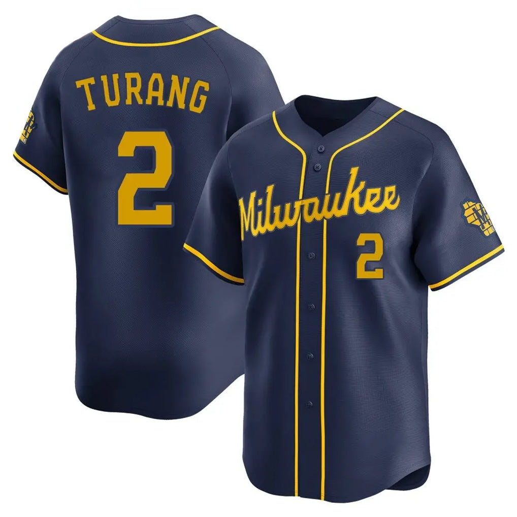 M.Brewers #2 Brice Turang Player Navy Home Limited Hdoa Stitched Jerseys