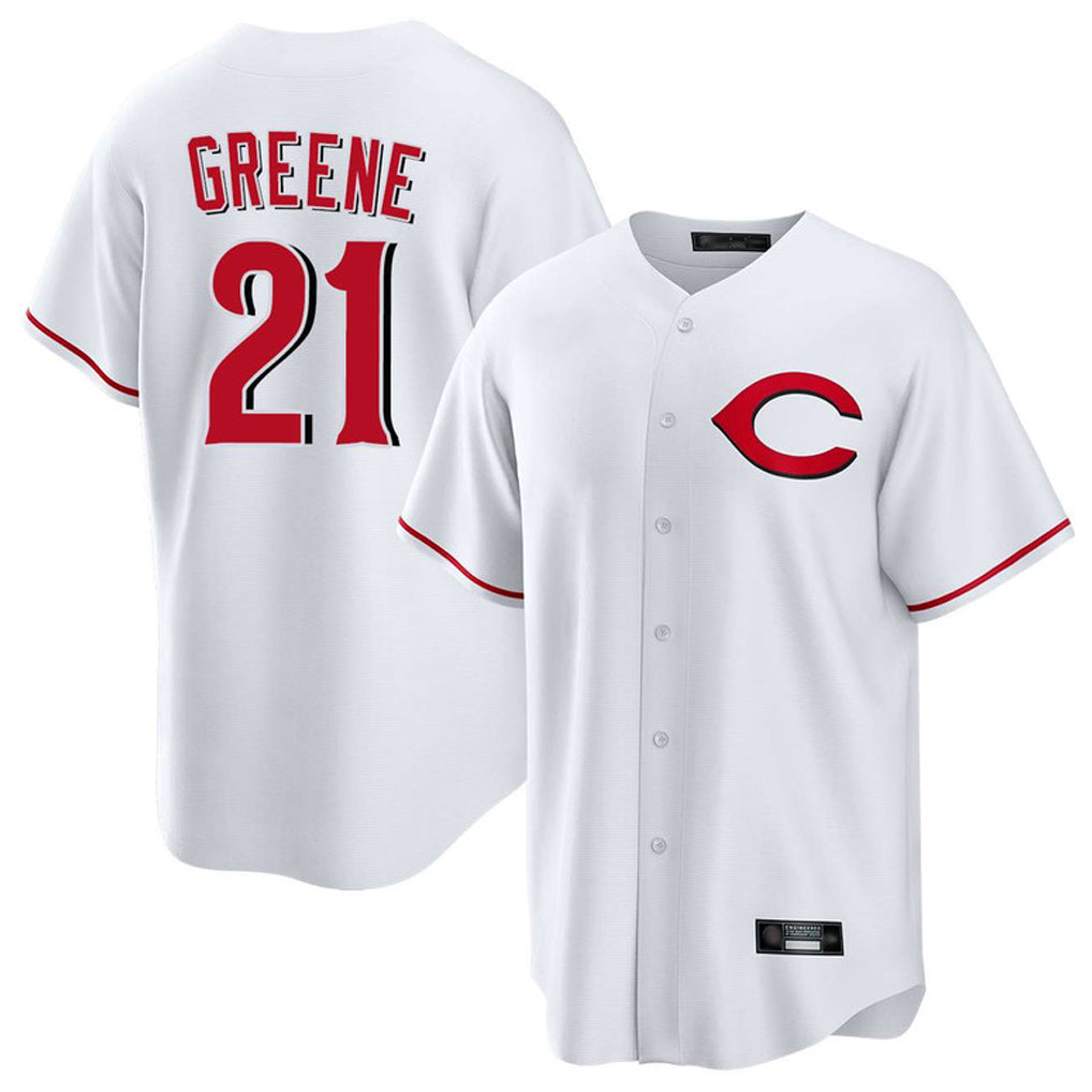 C.Reds #21 Hunter Greene Player White Home Game Hdoa Stitched Jerseys