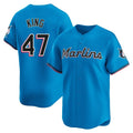 M.Marlins #47 John King Player Blue Home Limited Hdoa Stitched Jerseys