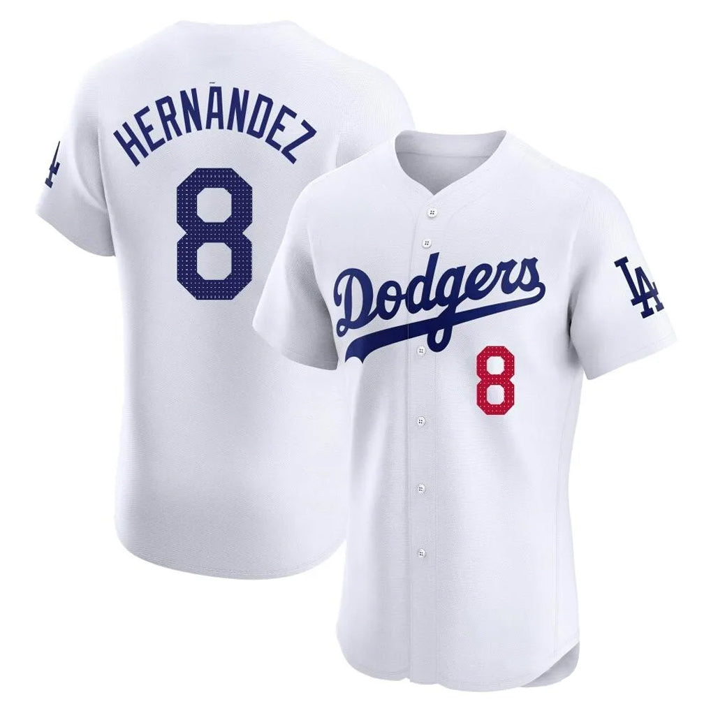 LA.Dodgers #8 Enrique Hern¨¢ndez Player White Limited Elite Home Hdoa Stitched Jerseys