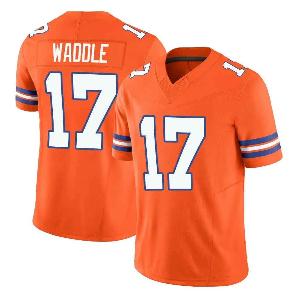D.Broncos #17 Jaylen Waddle Player Orange Limited Alternate Vapor F.U.S.E. Throwback Game Hdoa Stitched Jerseys