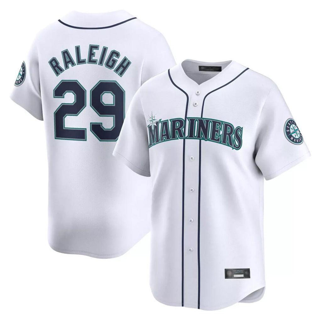 S.Mariners #29 Cal Raleigh Player White Home Limited Hdoa Stitched Jerseys