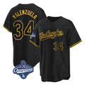 LA.Dodgers #34 Fernando Valenzuela Player Black World Series Meet Snake Skin City Game Home Hdoa Stitched Jerseys