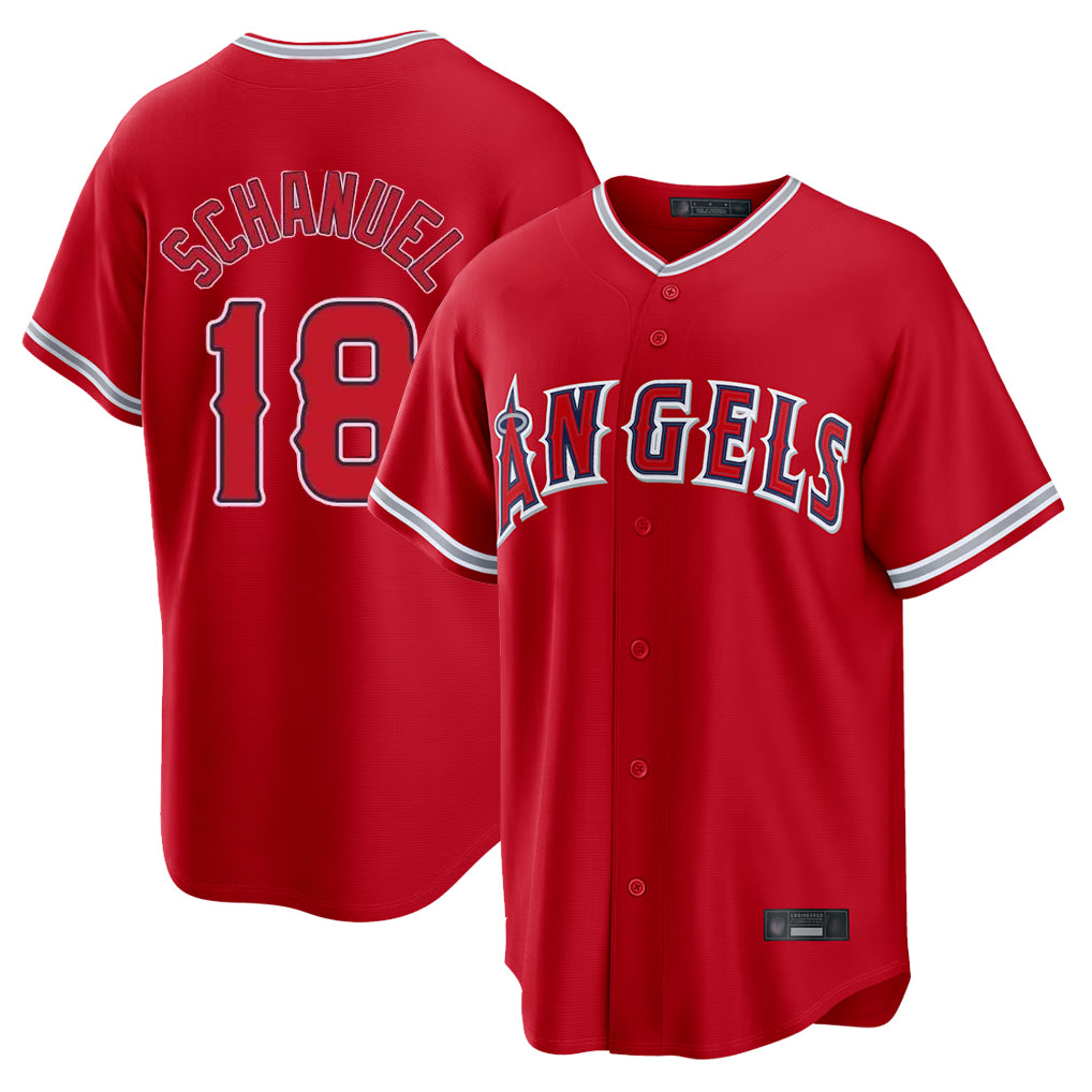 LA.Angels #18 Nolan Schanuel Player Red Home Game Hdoa Stitched Jerseys