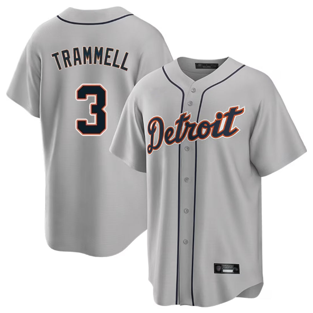 D.Tigers #3 Alan Trammell Player Gray Home Game Hdoa Stitched Jerseys