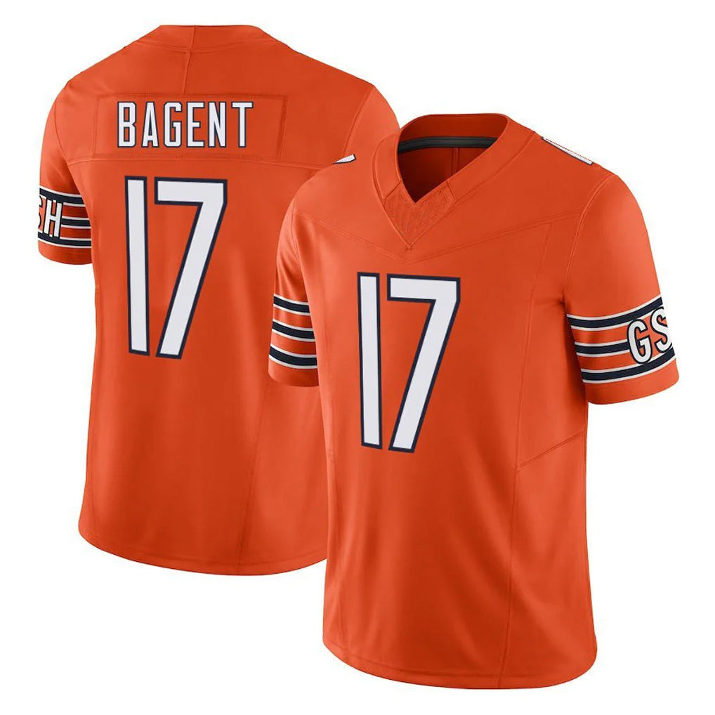 C.Bears #17 Tyson Bagent Player Orange Vapor F.U.S.E. Limited Home Game Hdoa Stitched Jerseys