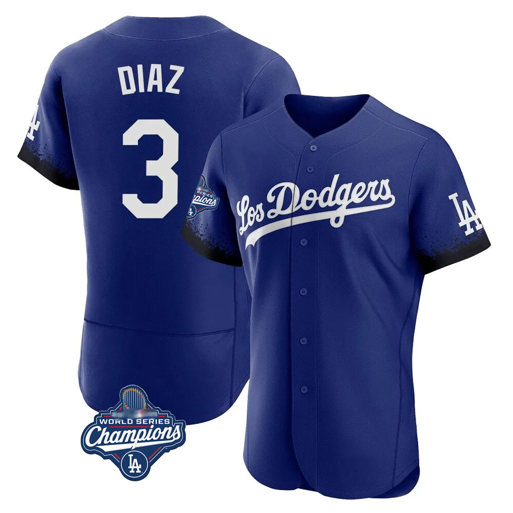 LA.Dodgers #3 Edwin D¨ªaz Player Royal World Series Meet City Connect Elite Home Hdoa Stitched Jerseys