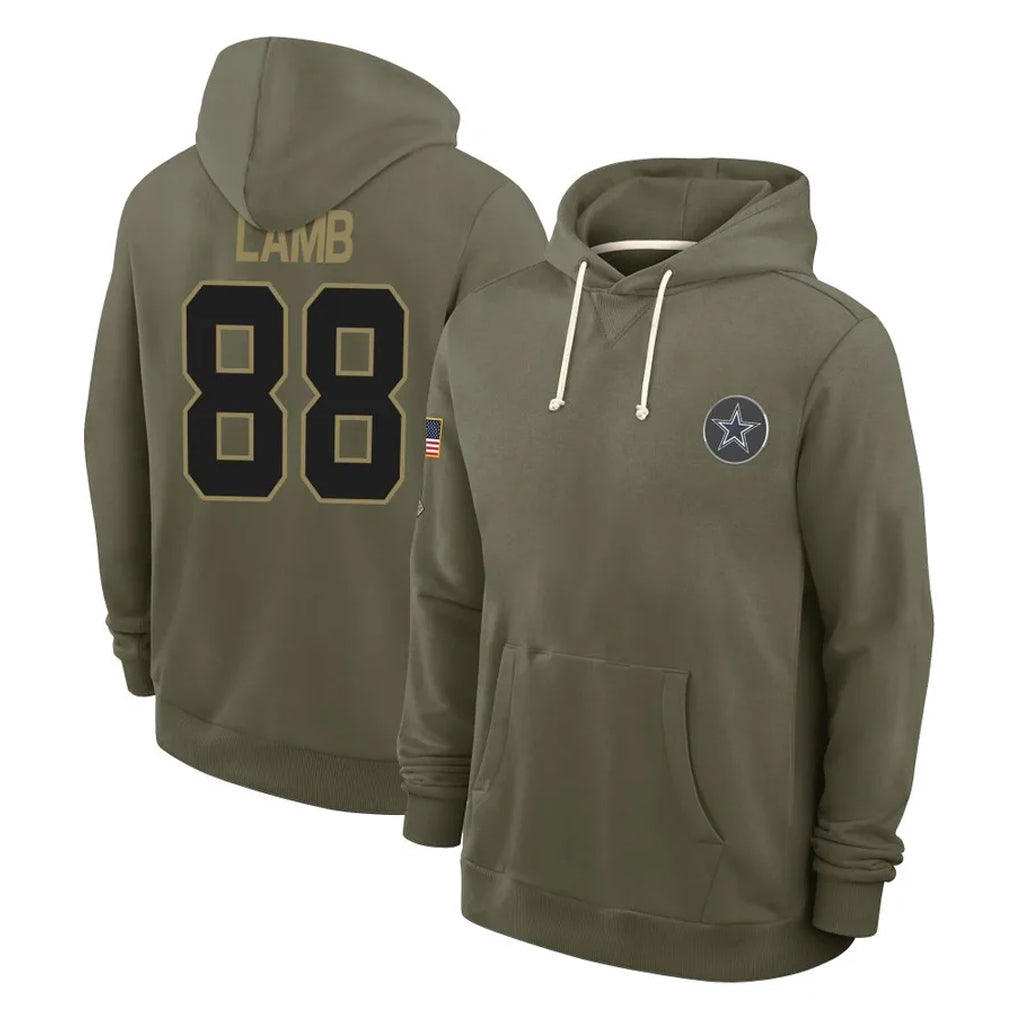 D.Cowboys #88 CeeDee Lamb Player Olive Salute to Service Pullover Hoodies Limited Hdoa Stitched Jerseys