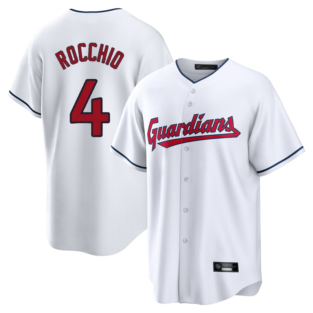 C.Guardians #4 Brayan Rocchio Player White Home Game Hdoa Stitched Jerseys