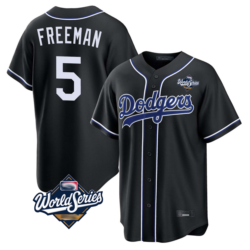LA.Dodgers #5 Freddie Freeman Player Black World Series Black Carbon Limited Home Hdoa Stitched Jerseys
