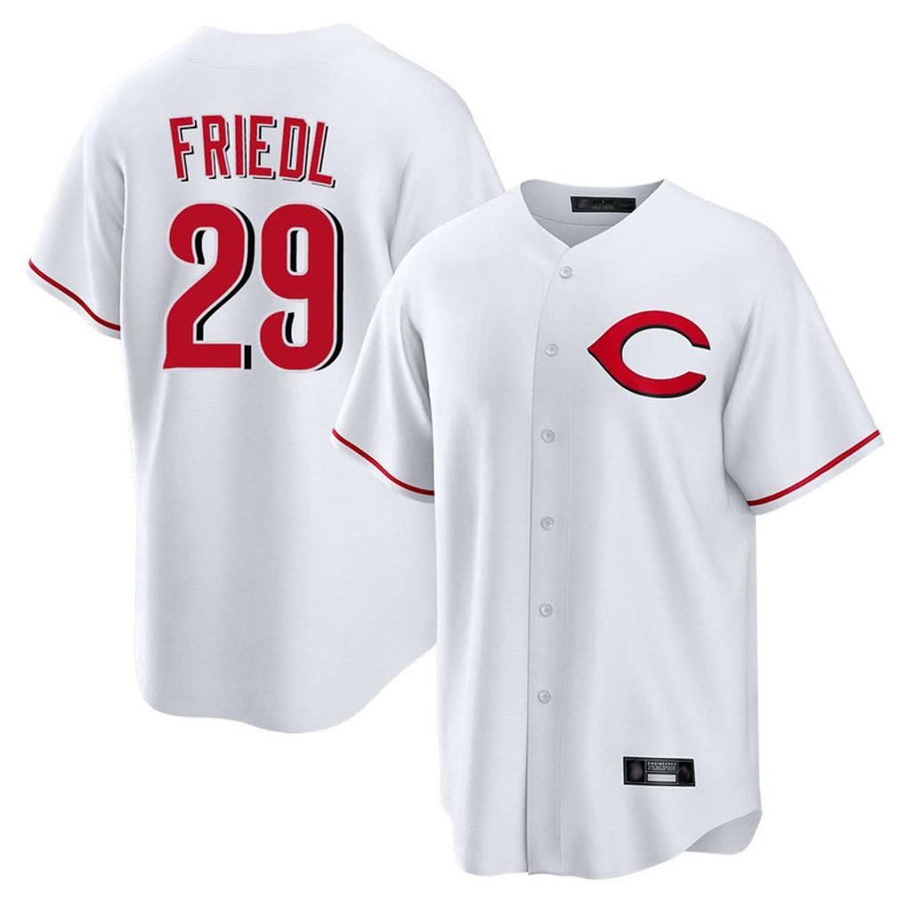 C.Reds #29 TJ Friedl Player White Home Game Hdoa Stitched Jerseys
