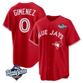 T.Blue Jays #0 Andres Gimenez Player Red 2025 World Series Limited Hdoa Stitched Jerseys