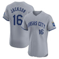 KC.Royals #16 Bo Jackson Player Gray Limited Elite Home Hdoa Stitched Jerseys