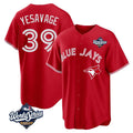 T.Blue Jays #39 Trey Yesavage Player Red 2025 World Series Game All Hdoa Stitched Jerseys
