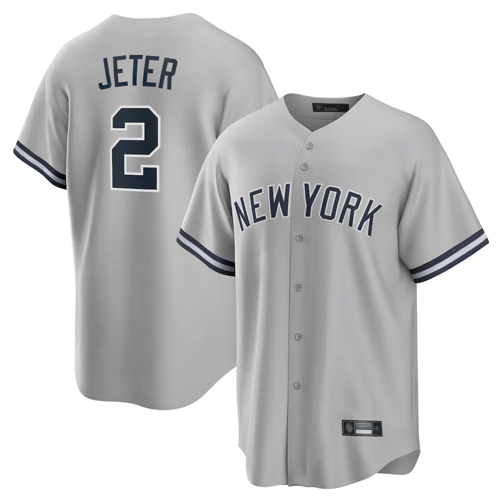 NY.Yankees #2 Derek Jeter Player Gray Road Game Hdoa Stitched Jerseys