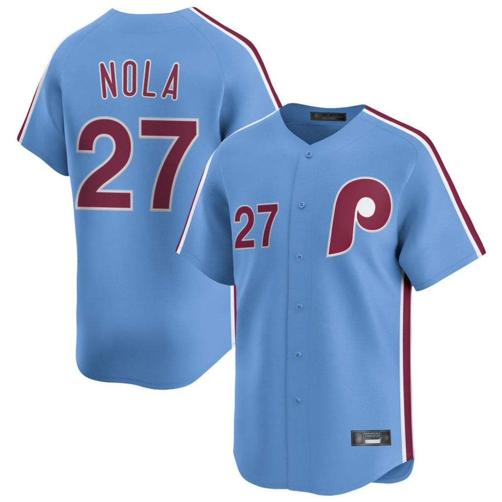 P.Phillies #27 Aaron Nola Player Light Blue Home Limited Hdoa Stitched Jerseys