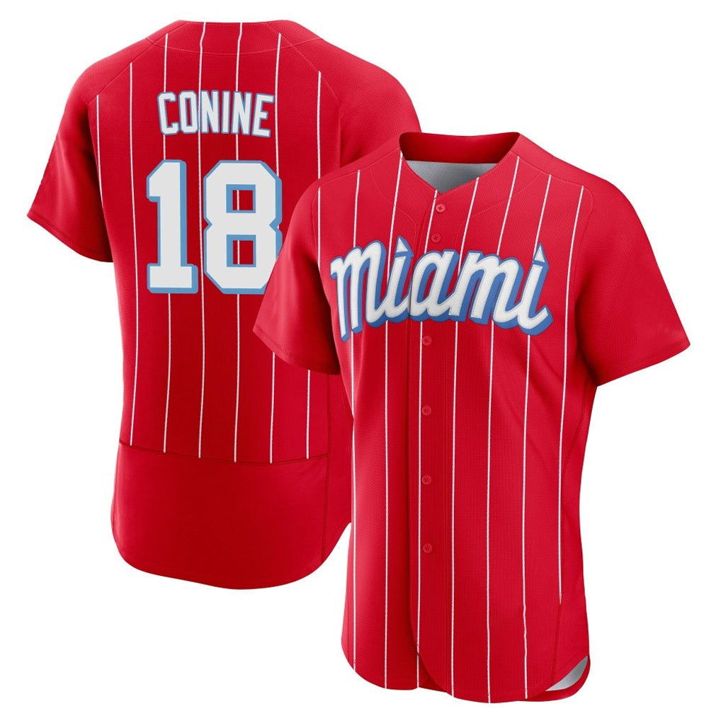 M.Marlins #18 Griffin Conine Player Red City Connect Home Limited Elite Hdoa Stitched Jerseys