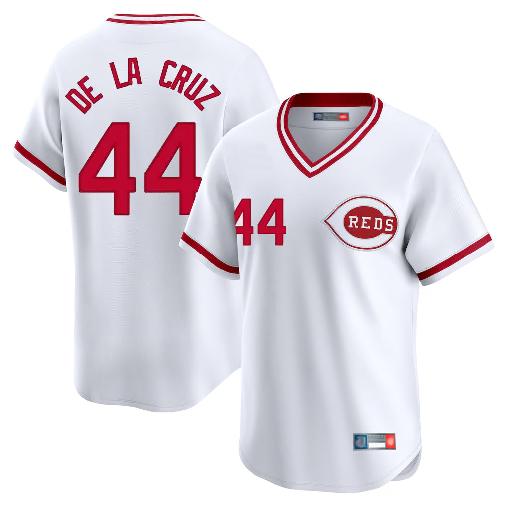 C.Reds #44 Elly De La Cruz Player White Cooperstown Collection Limited T-shirt Home Hdoa Stitched Jerseys