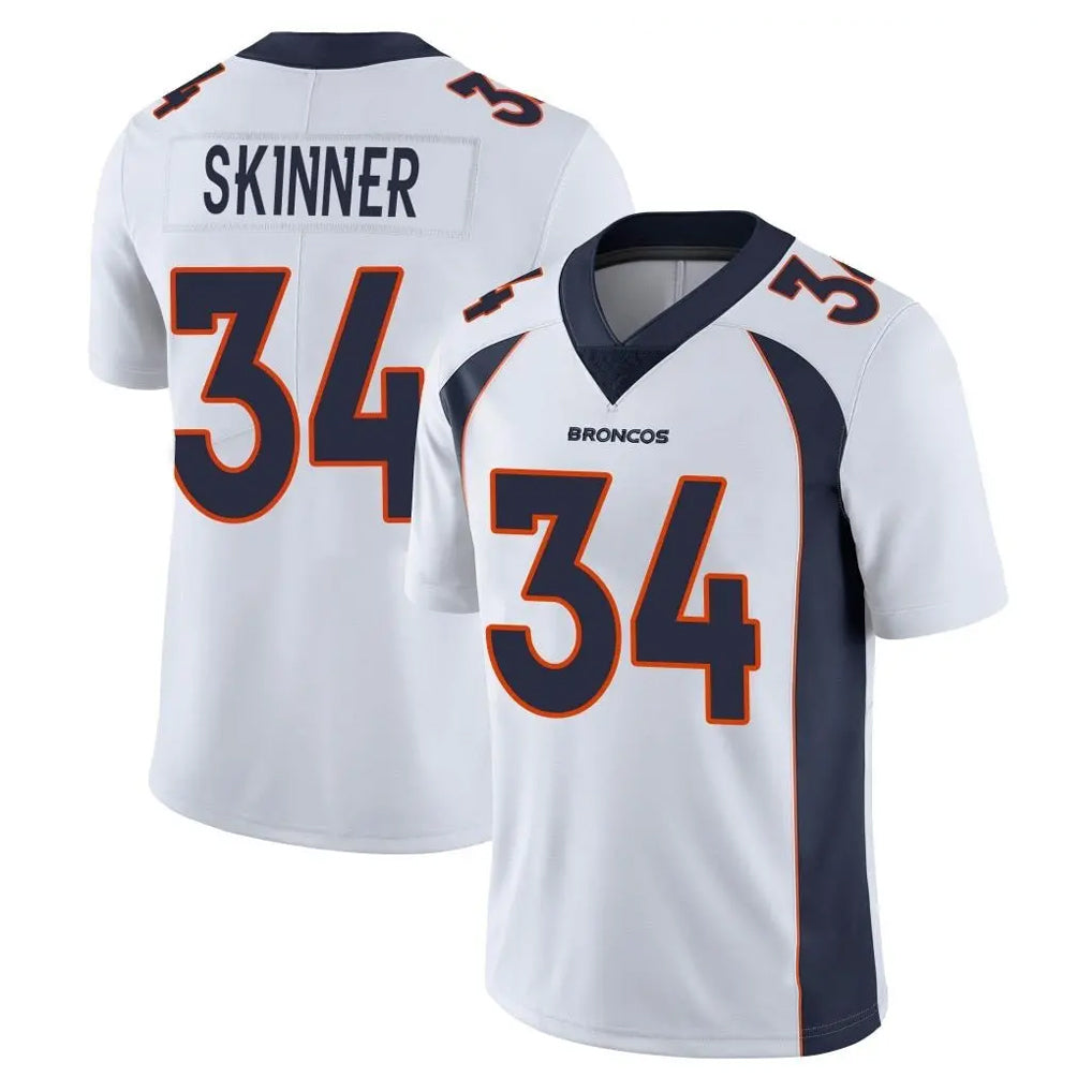 D.Broncos #34 JL Skinner Player White Vapor Untouchable Limited Home Game Hdoa Stitched Jerseys