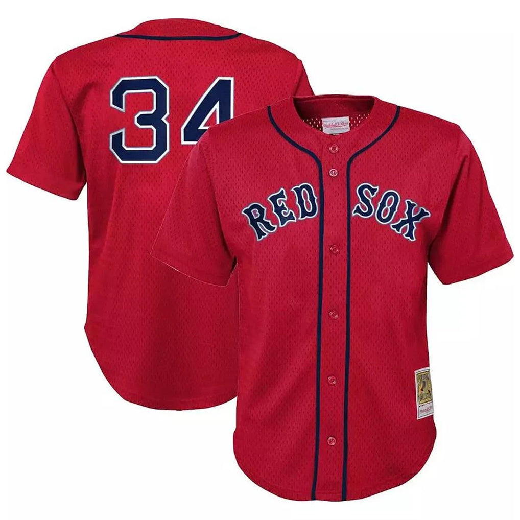B.Red Sox #34 David Ortiz Player Red Mitchell & Ness Cooperstown Collection Mesh Home Hdoa Stitched Jerseys