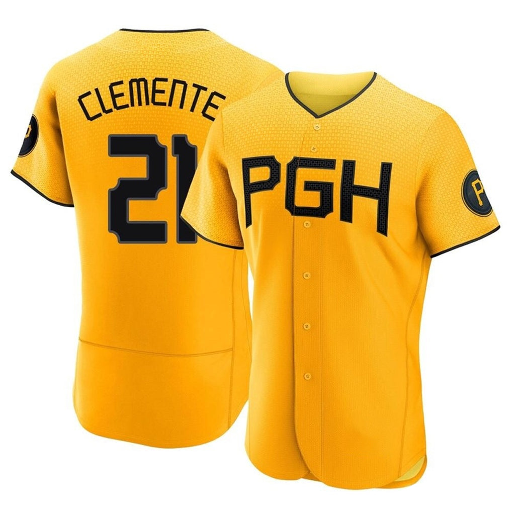 P.Pirates #21 Roberto Clemente Player Gold City Connect Home Limited Elite Hdoa Stitched Jerseys