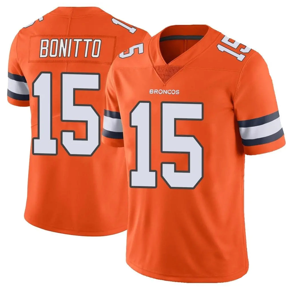 D.Broncos #15 Nik Bonitto Player Orange Vapor Untouchable Limited Home Game Hdoa Stitched Jerseys