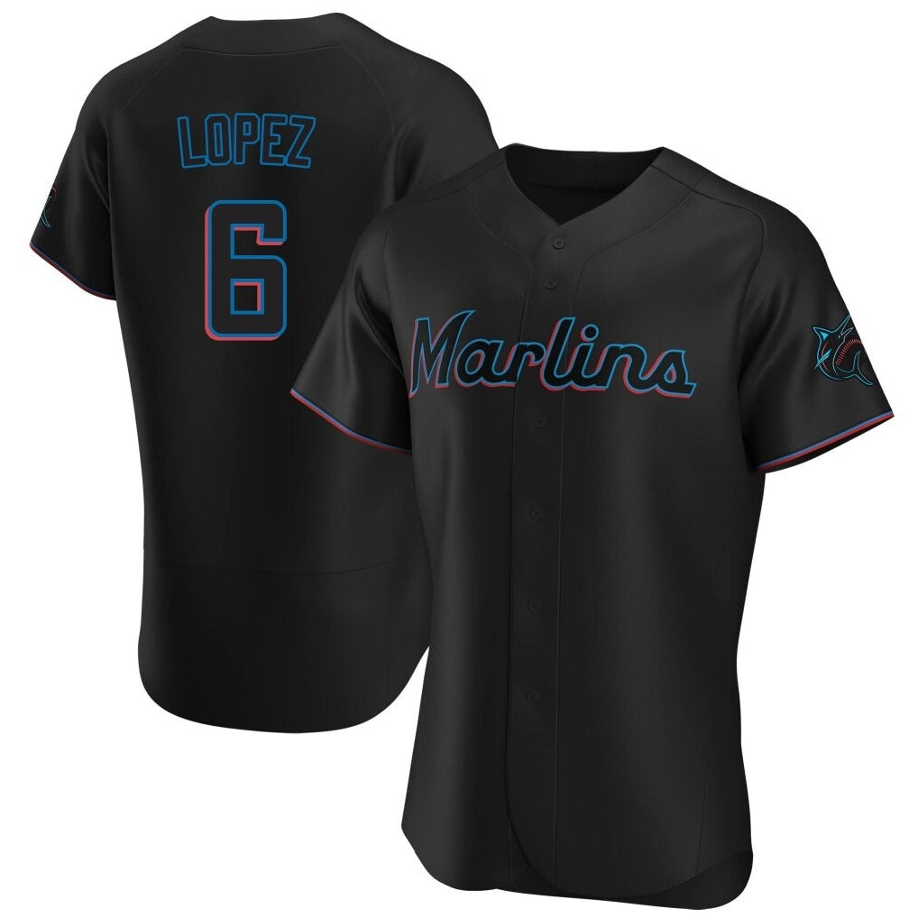 M.Marlins #6 Otto Lopez Player Black Home Limited Elite Hdoa Stitched Jerseys