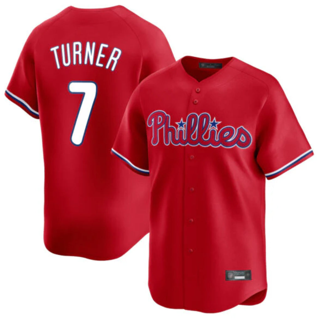 P.Phillies #7 Trea Turner Player Red Home Limited Hdoa Stitched Jerseys