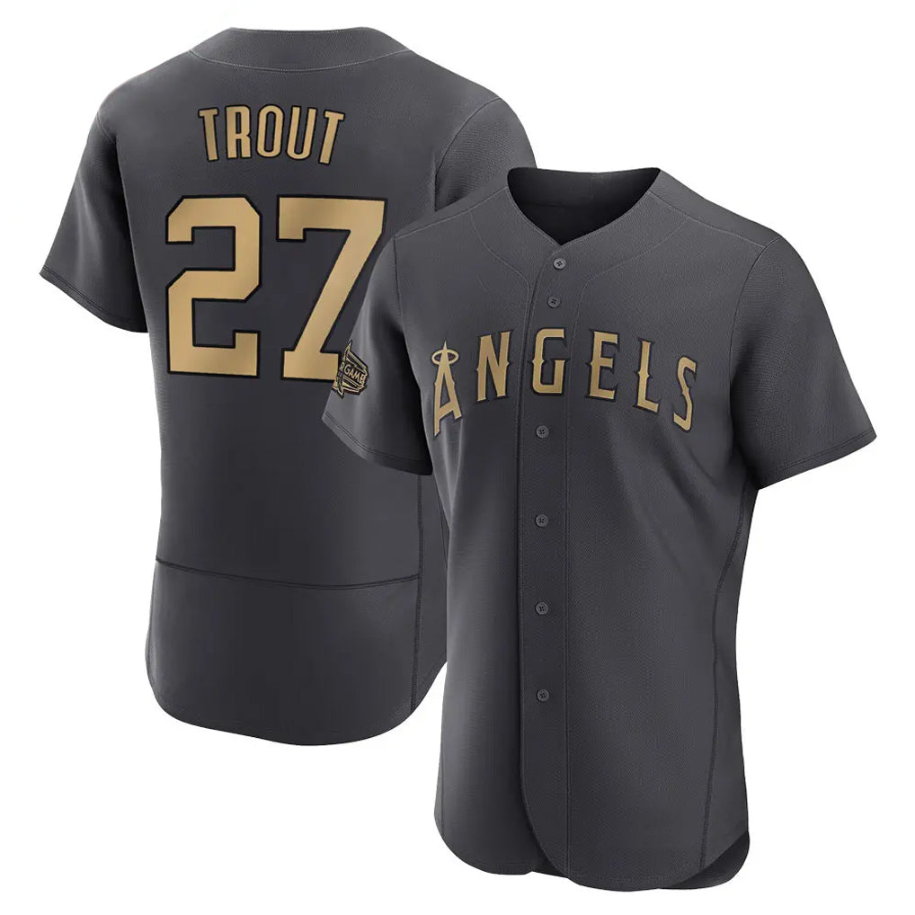 LA.Angels #27 Mike Trout Player Charcoal Limited Elite Game All-Star Hdoa Stitched Jerseys