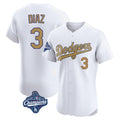 LA.Dodgers #3 Edwin D¨ªaz Player Gold World Series Meet Limited Elite Home Hdoa Stitched Jerseys