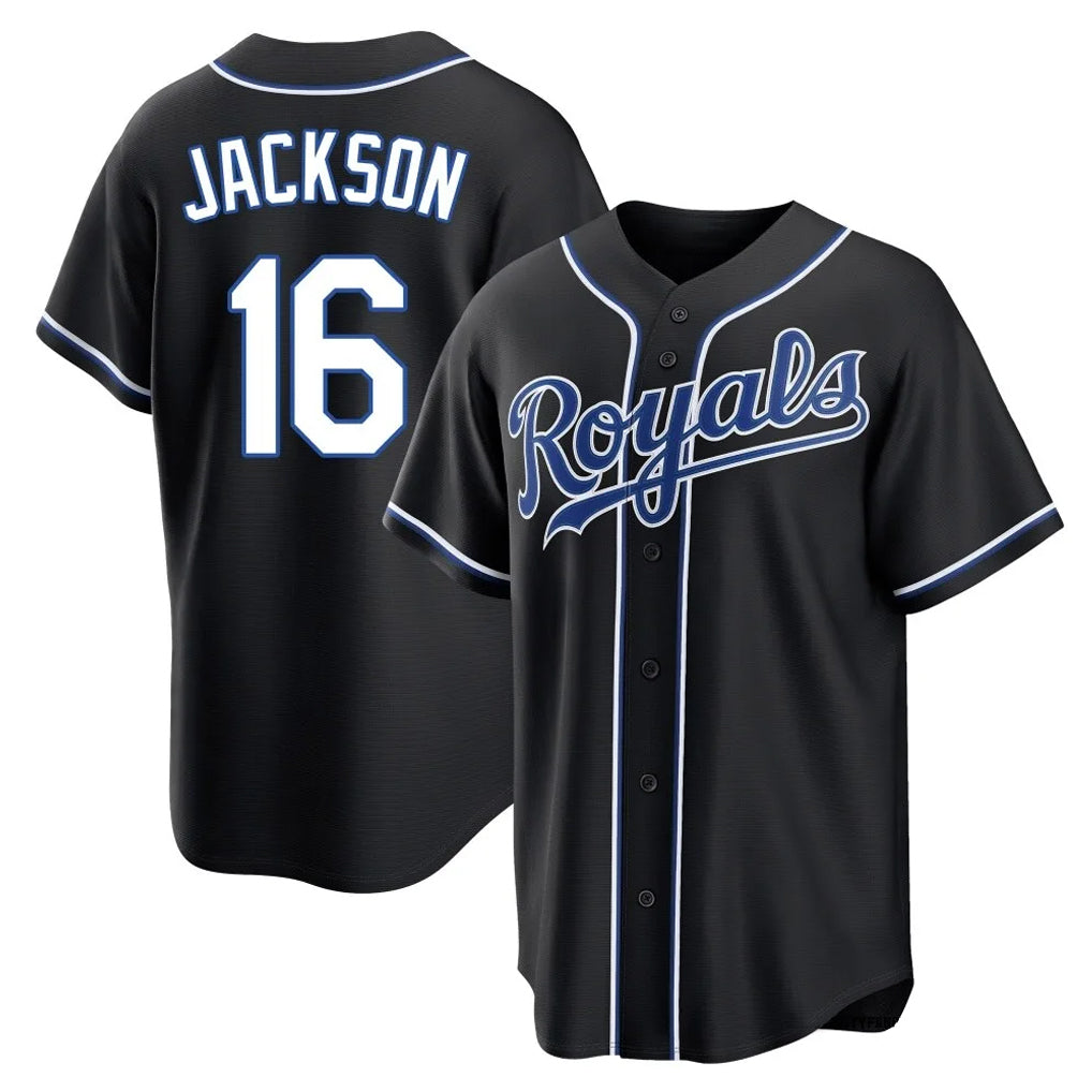 KC.Royals #16 Bo Jackson Player Black Carbon Fashion Home Game Hdoa Stitched Jerseys