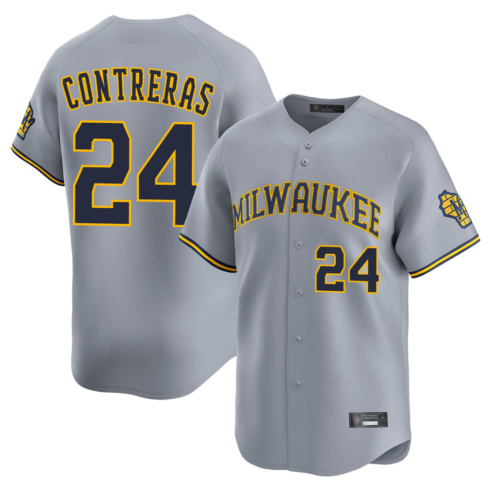 M.Brewers #24 William Contreras Player Gray Home Limited Hdoa Stitched Jerseys