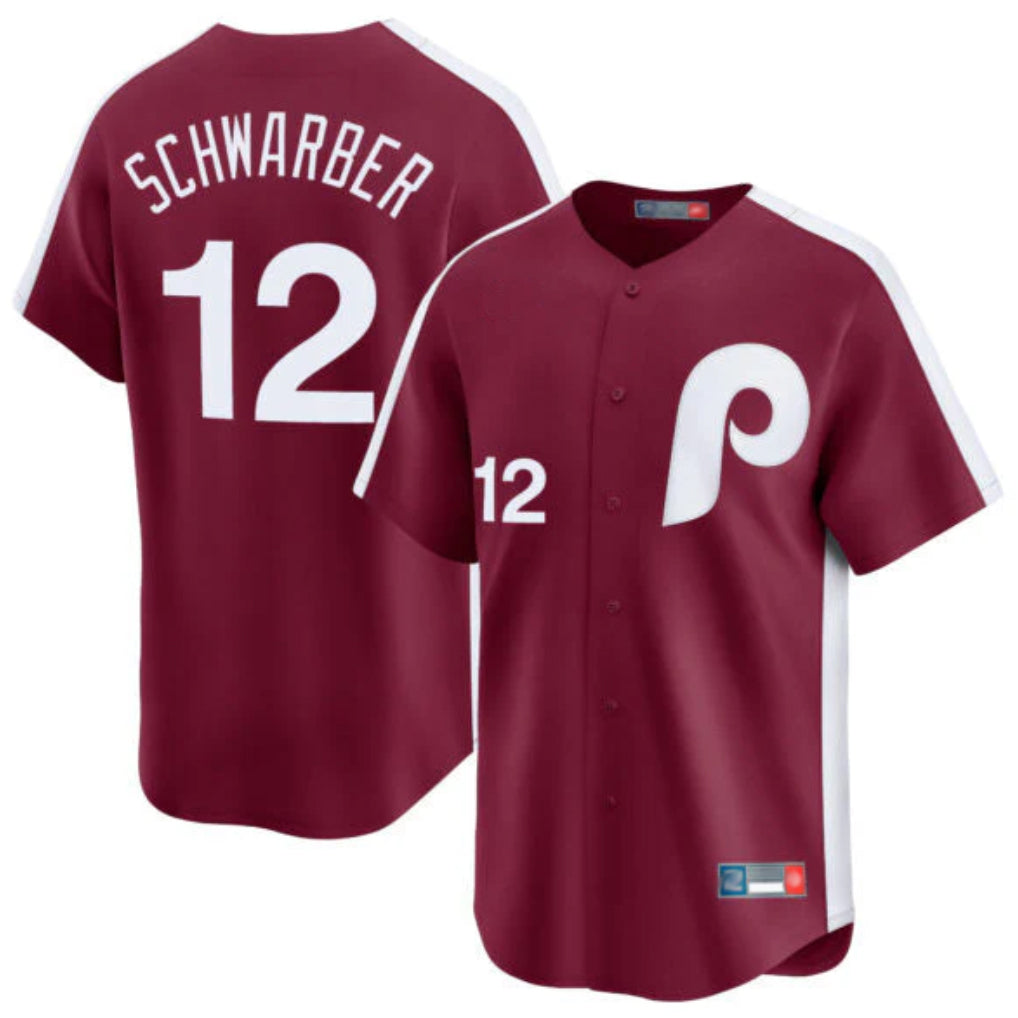 P.Phillies #12 Kyle Schwarber Player Red Cooperstown Collection Limited Home Hdoa Stitched Jerseys