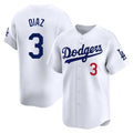 LA.Dodgers #3 Edwin D¨ªaz Player White Limited Home Hdoa Stitched Jerseys