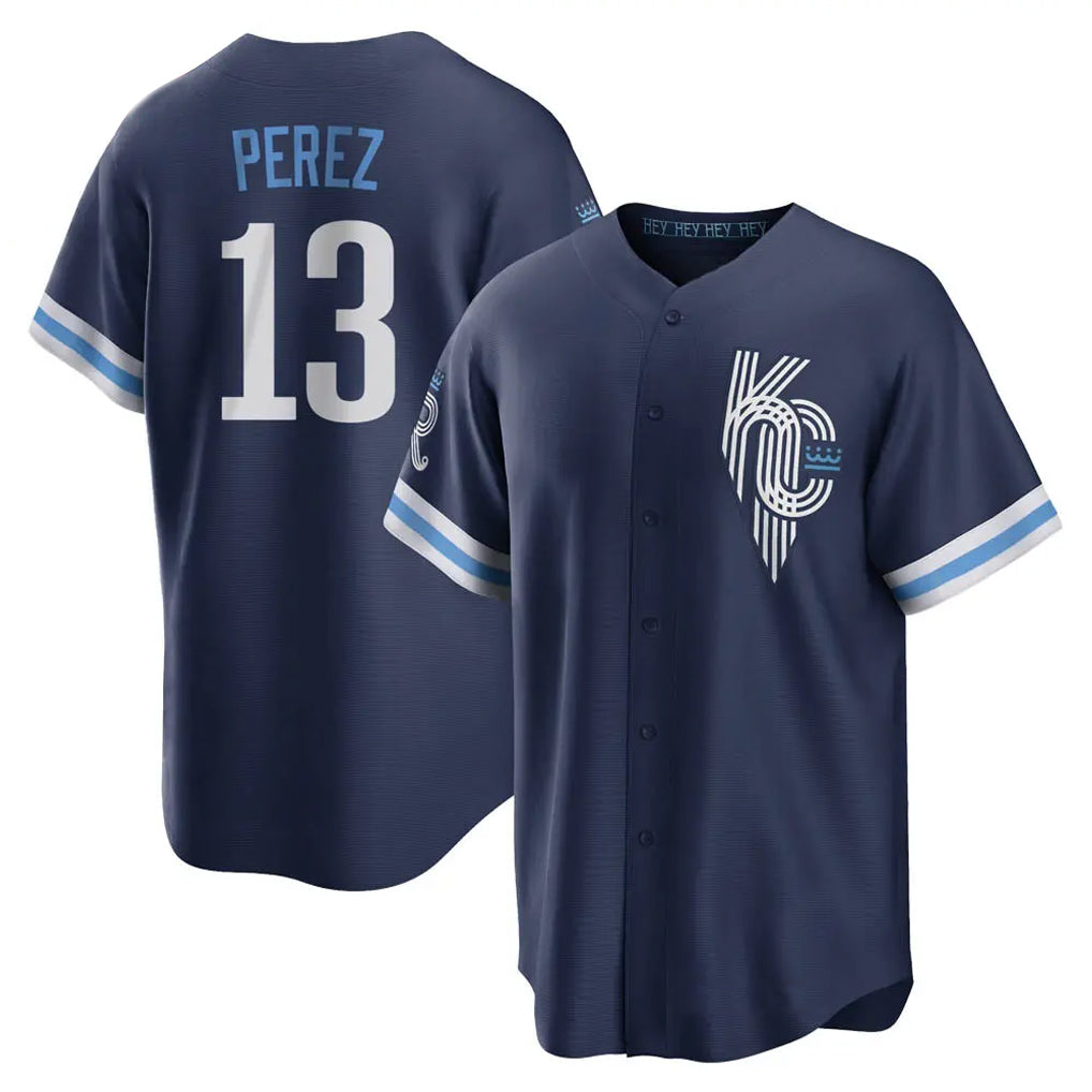 KC.Royals #13 Salvador Perez Player Navy City Connect Home Game Hdoa Stitched Jerseys