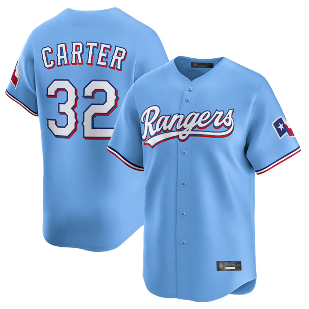 T.Rangers #32 Evan Carter Player Light Blue Home Limited Hdoa Stitched Jerseys