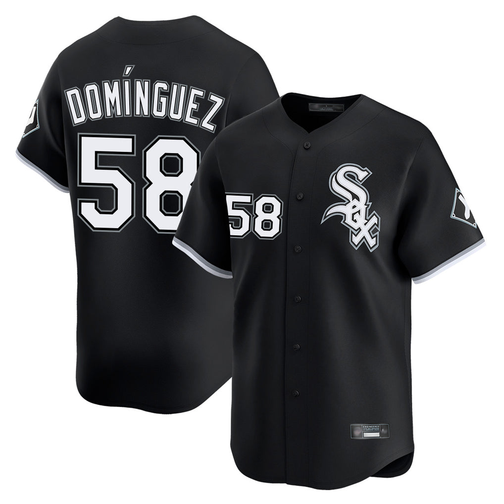 C.White Sox #58 Seranthony Dom¨ªnguez Player Black Limited Home Hdoa Stitched Jerseys