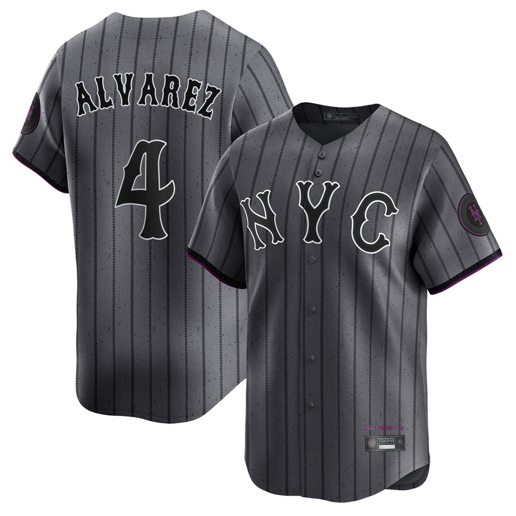 NY.Mets #4 Francisco Alvarez Player Gray City Connect Limited Hdoa Stitched Jerseys