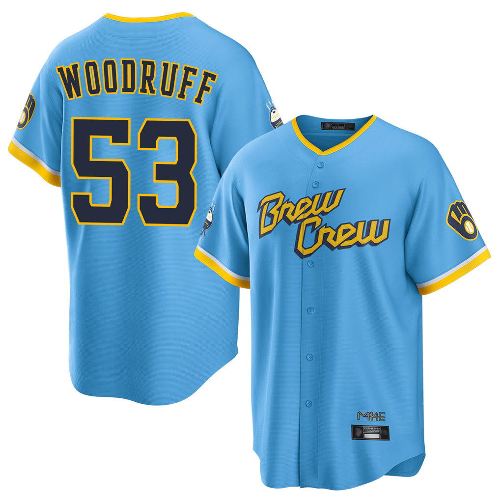 M.Brewers #53 Brandon Woodruff Player Light Blue City Connect Home Game Hdoa Stitched Jerseys