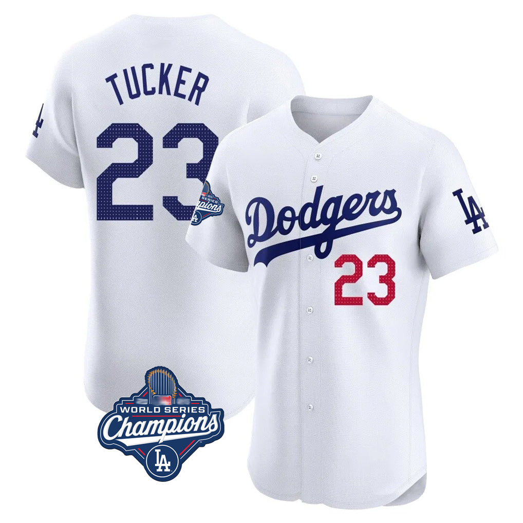 LA.Dodgers #23 Kyle Tucker Player White World Series Meet  Limited Elite Home Hdoa Stitched Jerseys