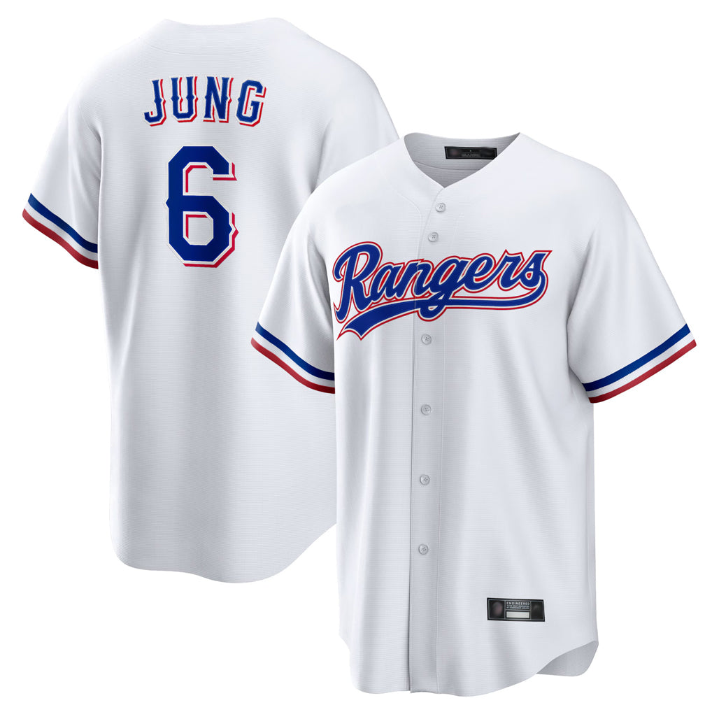 T.Rangers #6 Josh Jung Player White Home Limited Hdoa Stitched Jerseys
