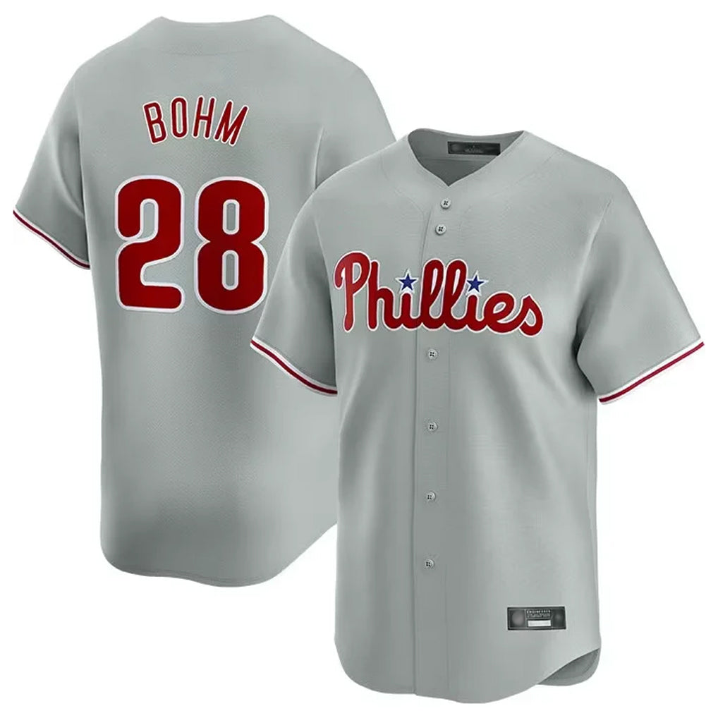 P.Phillies #28 Alec Bohm Player Gray Home Limited Hdoa Stitched Jerseys