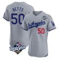 LA.Dodgers #50 Mookie Betts Player Gray World Series Limited Elite Home Hdoa Stitched Jerseys