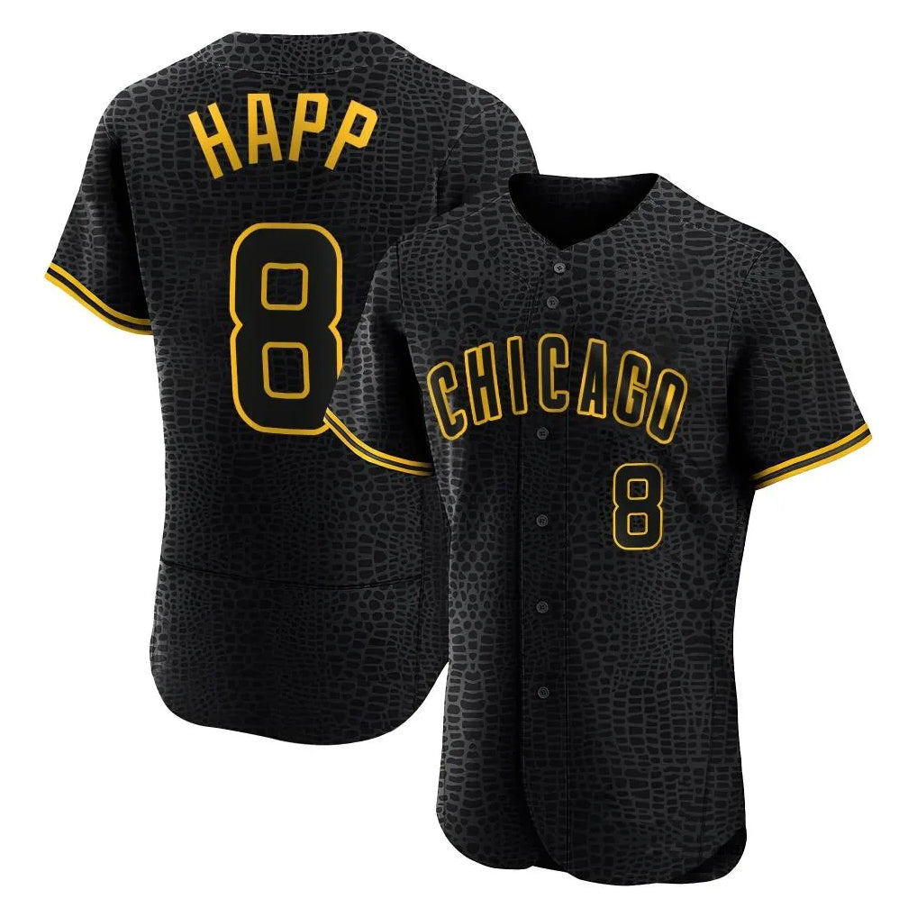 C.Cubs #8 Ian Happ Player Black Snake Skin City Limited Elite Home Game Hdoa Stitched Jerseys
