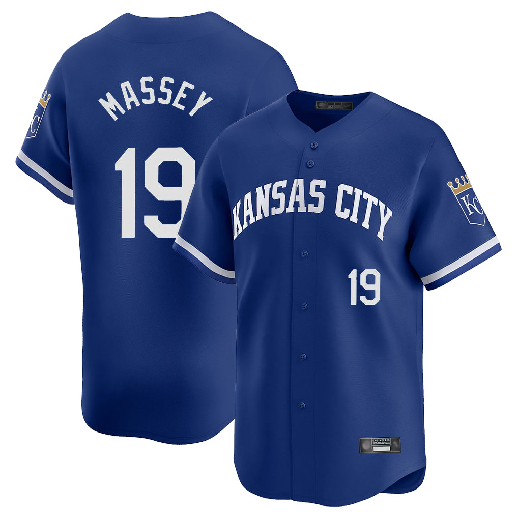 KC.Royals #19 Michael Massey Player Royal Limited Home Hdoa Stitched Jerseys