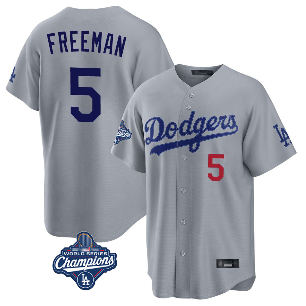 LA.Dodgers #5 Freddie Freeman Player Gray World Series Meet Game Home Hdoa Stitched Jerseys